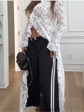 adidas Black Track Pants with White Stripes